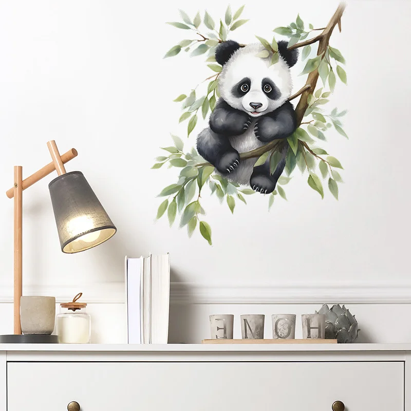 Cartoon Bamboo Panda Wall Stickers For Children Room Home  Decor Living Room Panda Mural Decal Bedroom Animal Decorative Sticker