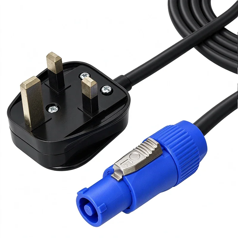 Single 1M AC Power Cable 3x1.5mm2 with 3 Pin Locking Connector, US EU UK Plug Options for Stage Lighting LED PAR Audio Equipment