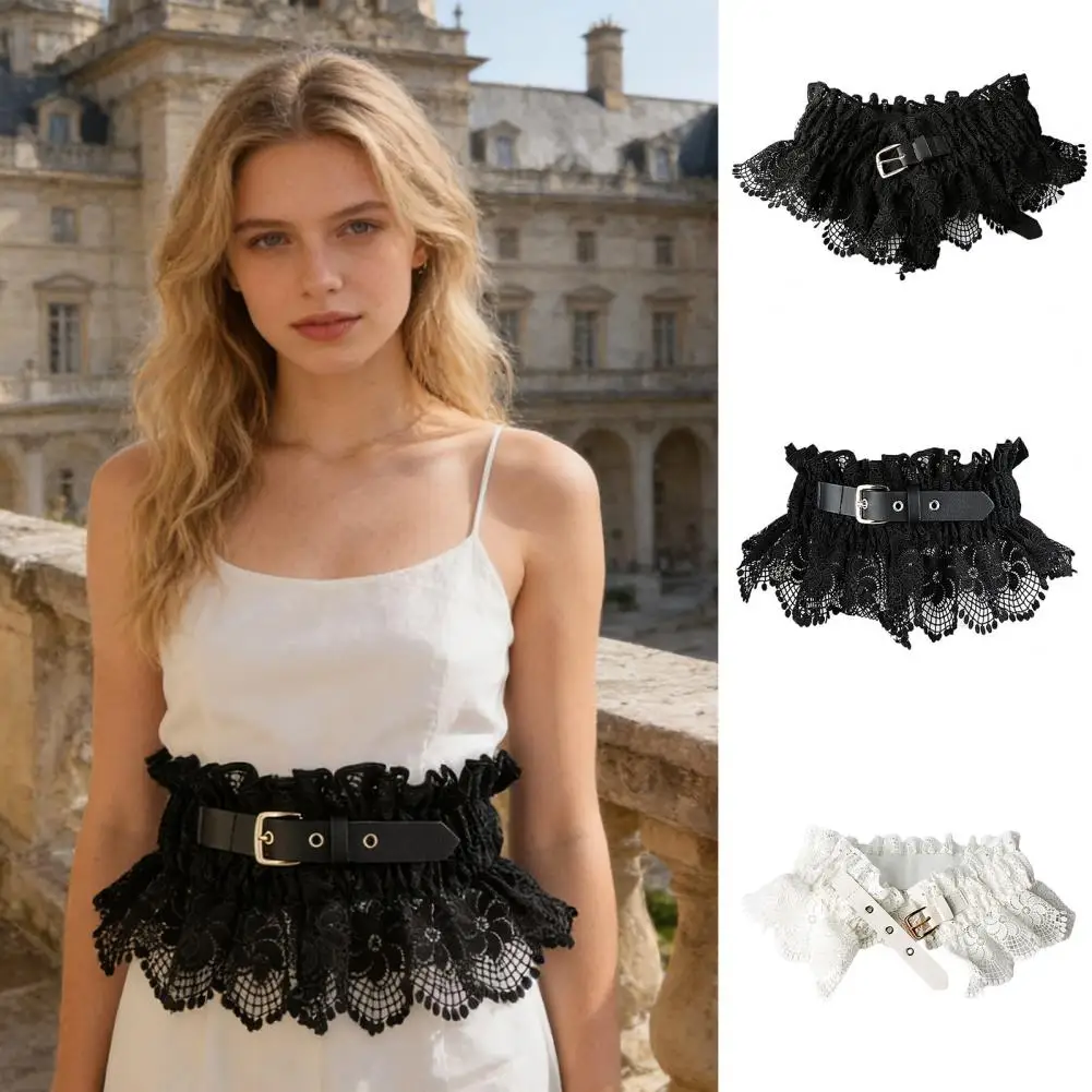 

Wide Lace Elastic Belt Classic Color Belt Women Embroidery Lace Belt Wide Elastic Adjustable Waistband Breathable for Versatile