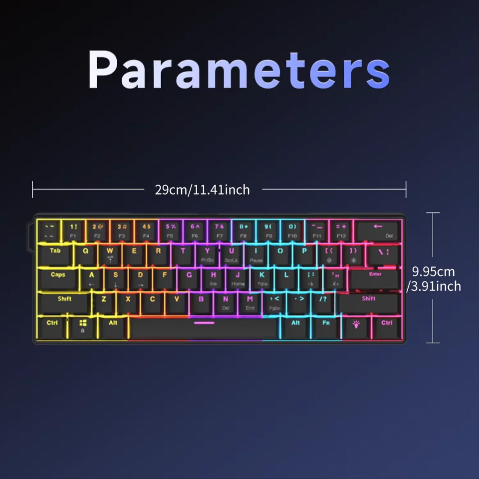 AJAZZ NK61 61-Key Red Switch Wired Mechanical Keyboard with Hot