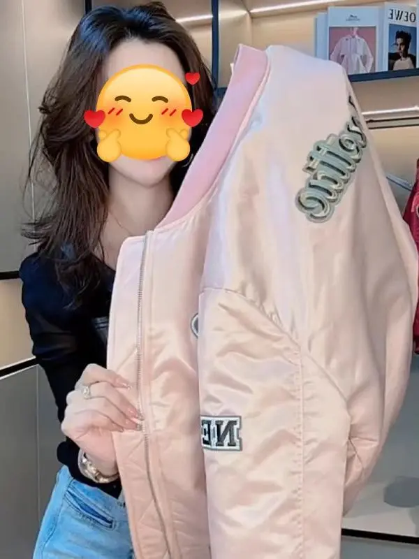 

American Sle ort Baseball Jaet Women's Spring Autumn 2025 New Small Size Ladies Flight Jaet Top Embroidered Outerwear