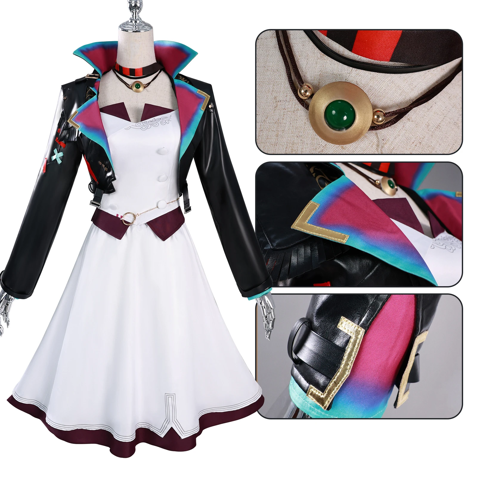 

Fulujiacos LOL Arcane 2 Jinx League of Legends Cosplay Powder Jinx Costume Jacket Dress