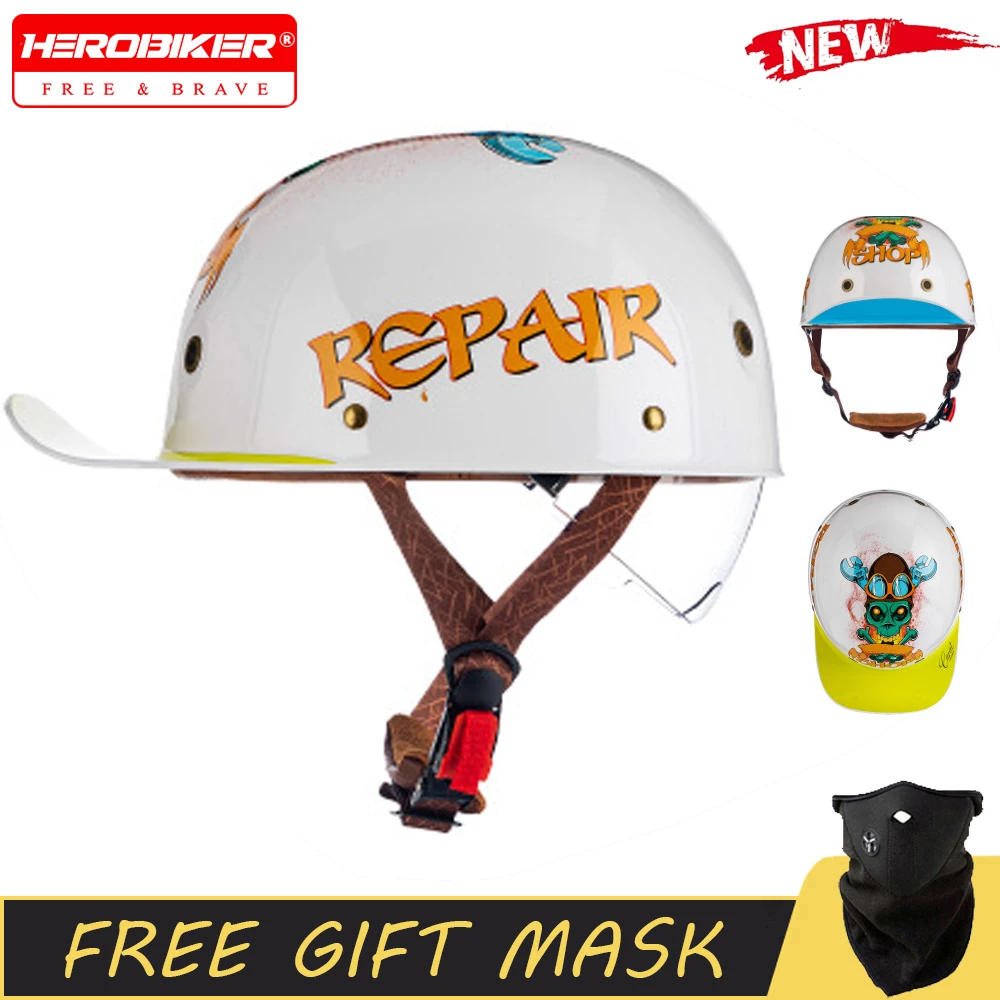 

Retro Motorcycle Half Helmet Men's Women's Moto Riding Protective Helmet DOT Certified Motorbike Half Helmet Equipment