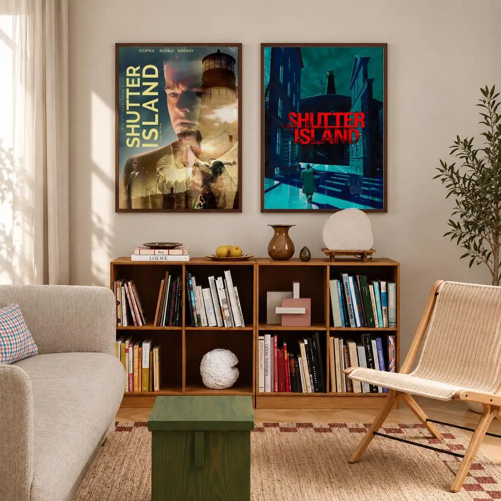 Dark Psychological Mystery Movie Shutter Island Poster Self‑Adhesive Waterproof Poster Sticker Wall Art Home Decor