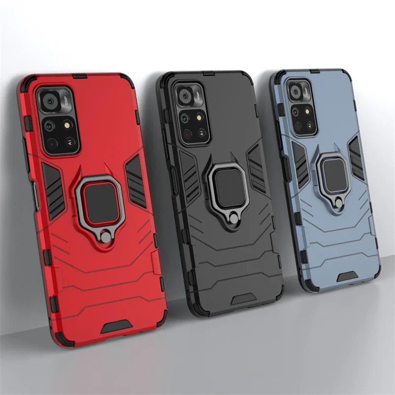 

For Xiaomi Poco M4 Pro 5G Case Armor Finger Ring Silicone Bumper Phone Case For Xiaomi Poco M4 Pro 5G Cover For Poco M4 Pro 5G