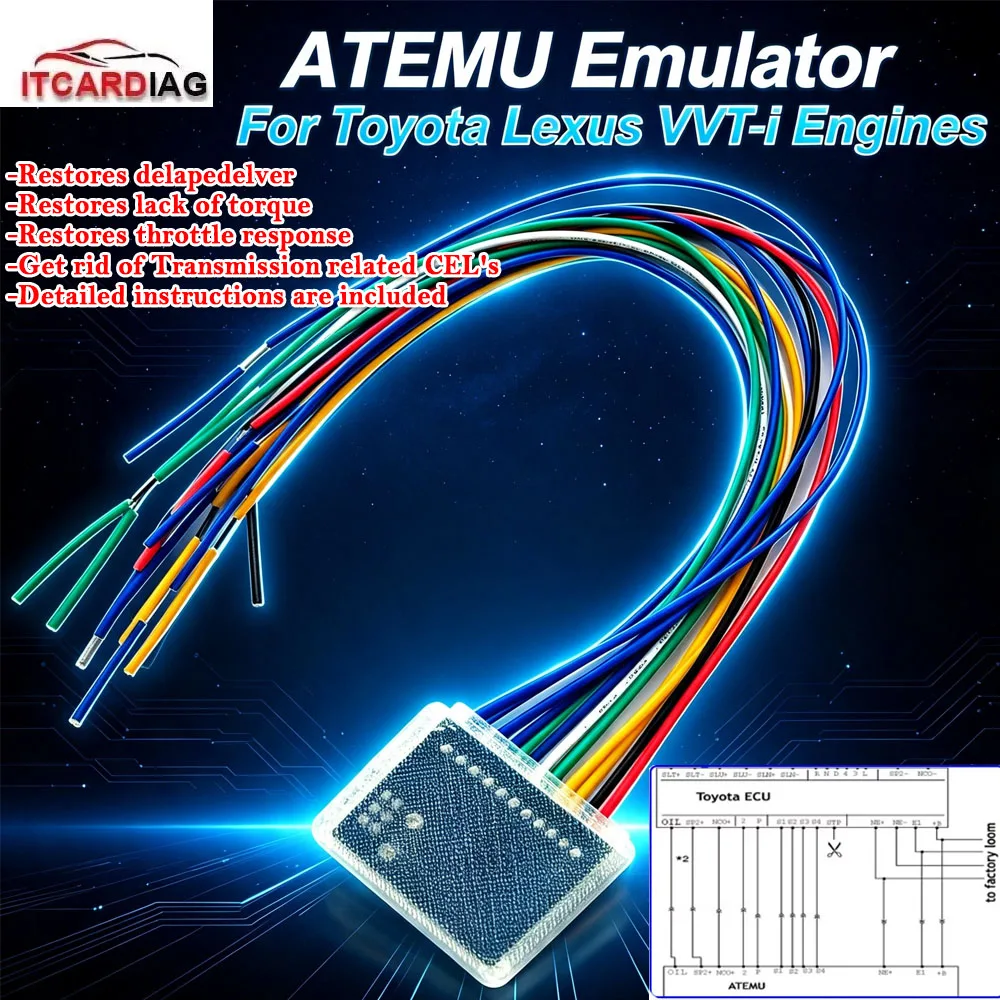 Restores Delapedelver ATEMU Emulator For Toyota/Lexus WT-i Engines for Get Rid of Transmission Related CEL's Electronic Emulator