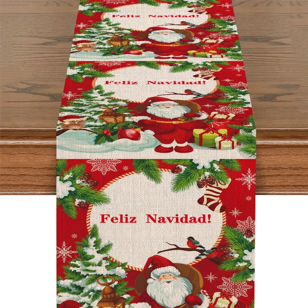 حار بيع عيد الميلاد سلسلة الجدول العلم الكرتون اللون 3D الطباعة الرقمية طاولة القهوة مفرش المائدة الكتان مفرش طاولة الزخرفية #4