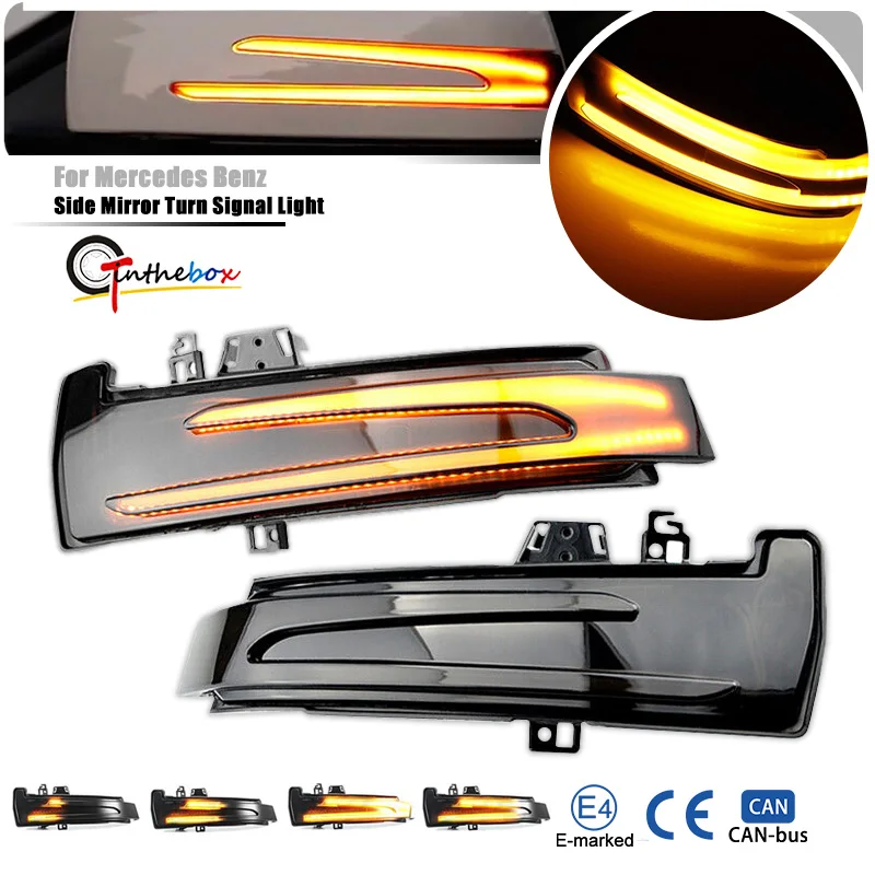 2pcs Dynamic Turn Signal LED Light Side Mirror Indicator For Mercedes Benz W204 CLA A B C E S GLA GLK CLS Class W176 W212