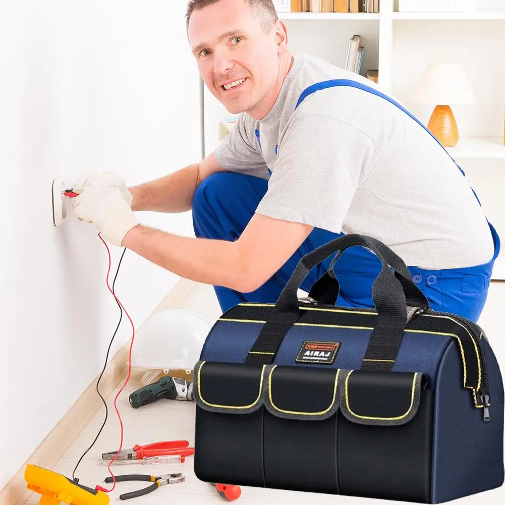 

Сумка для инструментов электрика, сумка-органайзер с несколькими карманами, прочная холщовая портативная сумка для инструментов для электроинструментов и обслуживания