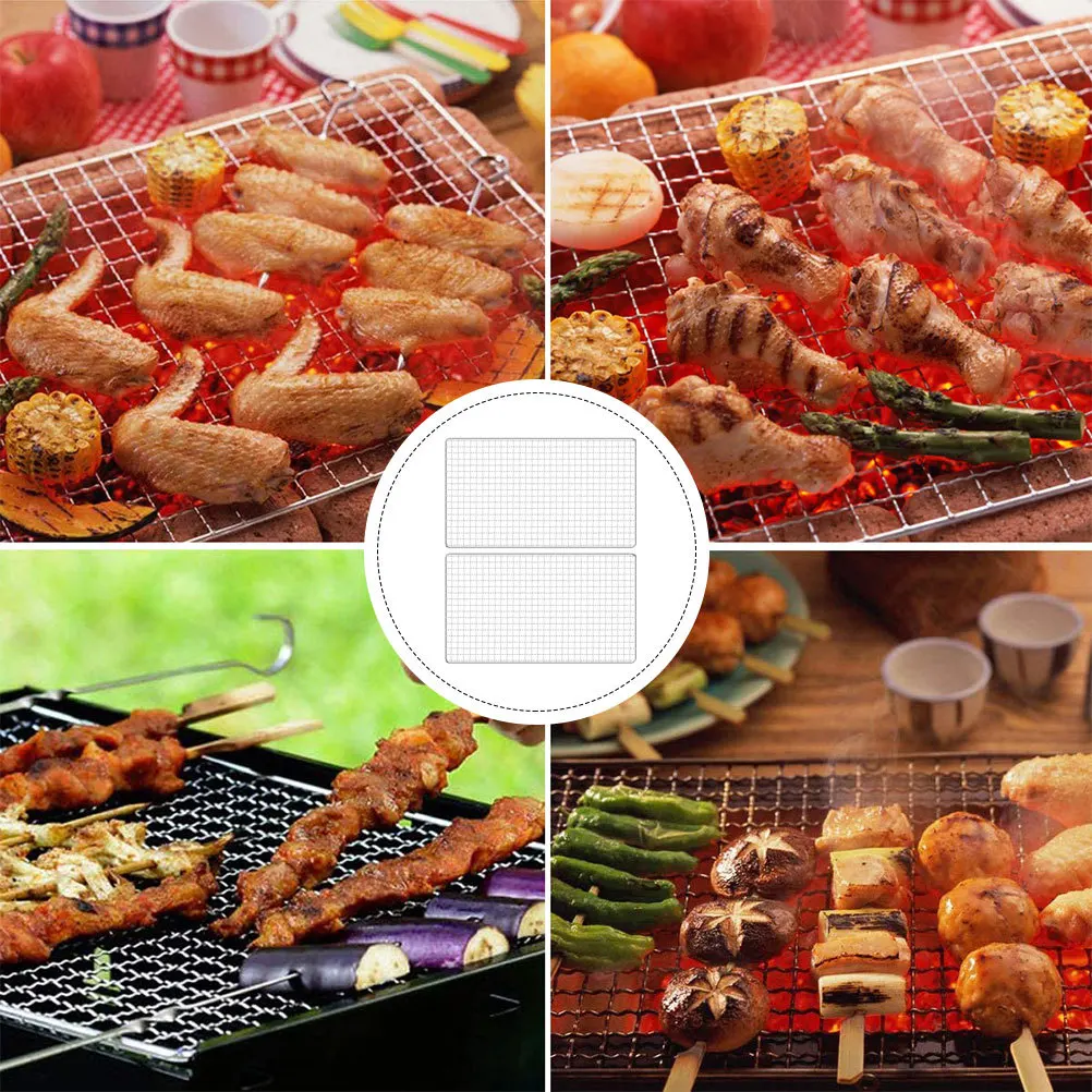 

2pc Barbecue Wire Meshes Stainless Steel Cross Wires Large Capacity Portable Bbq Racks For Outdoor Picnic Baking Nets Grill