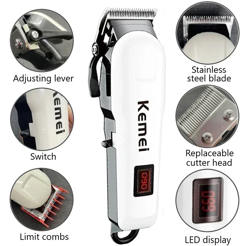 Kemei Haarschneidemaschine KM-809A Haarschnittmaschine Drahtloser Trimmer Männer Professionelle Haarschneidemaschine Wiederaufladbare Haarschnitt Barberkemei – Detail 1