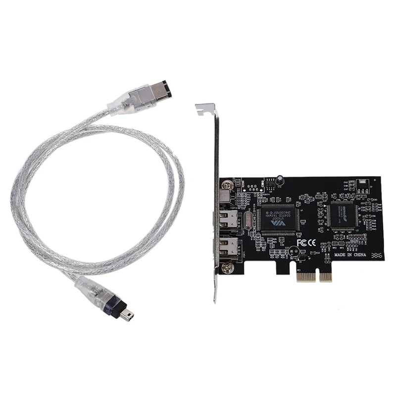 PCI Express x1 PCI-E FireWire 1394a IEEE1394 Controller Card 3 Port For Desktop