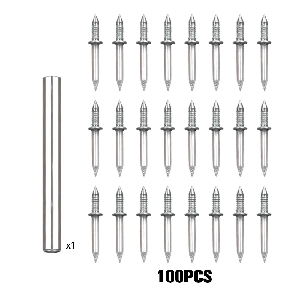 Clavos de acero al carbono de 100 piezas para instalación de placa base sin costuras, alta resistencia, un solo cabezal, Hardware bidireccional, clavos sin marcar