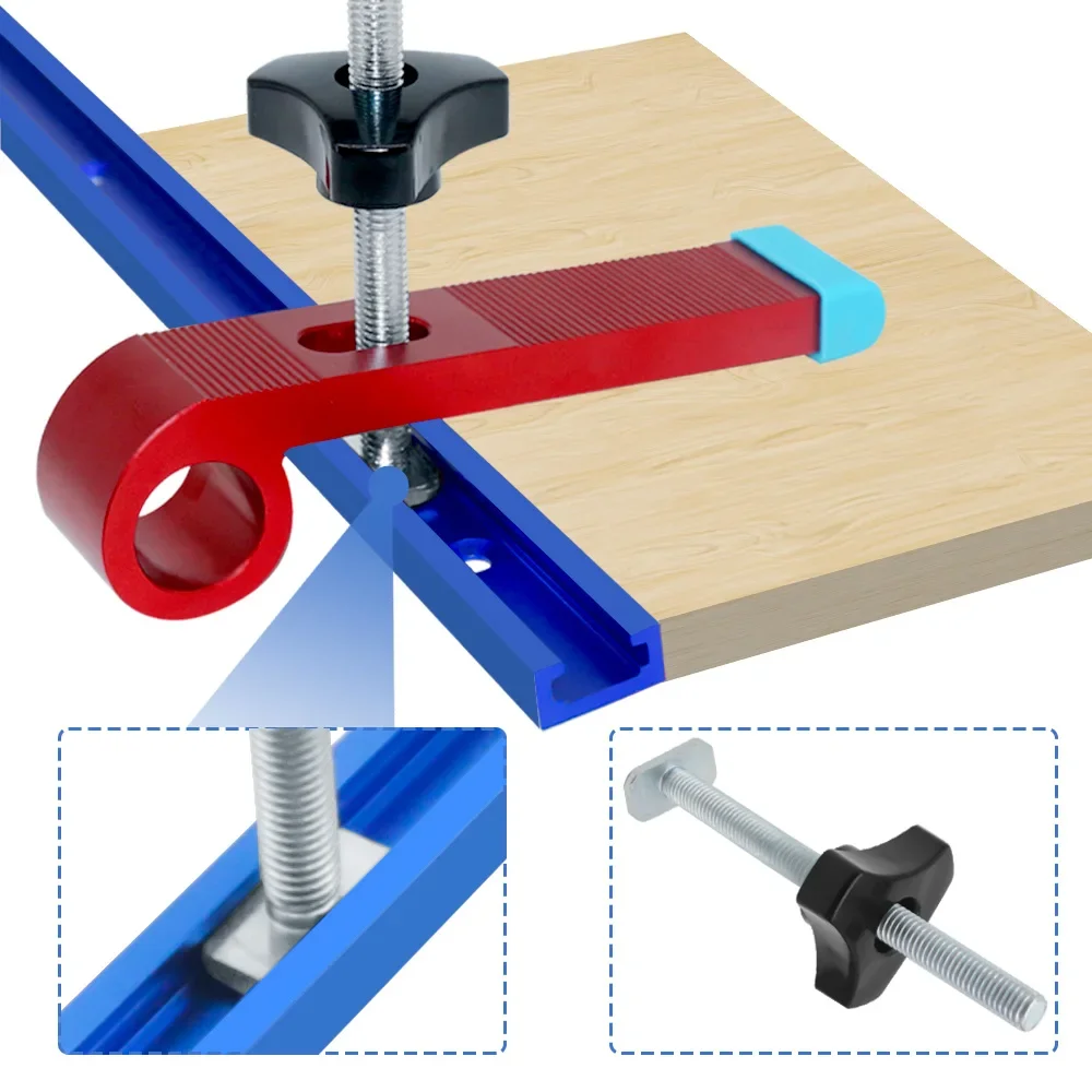 T Track Bolts Knob Kit Miter Track Sliding Nut T-Slider T Slot T Bolt For Woodworking Jigs Fixtures Tools Kit Accessories DIY