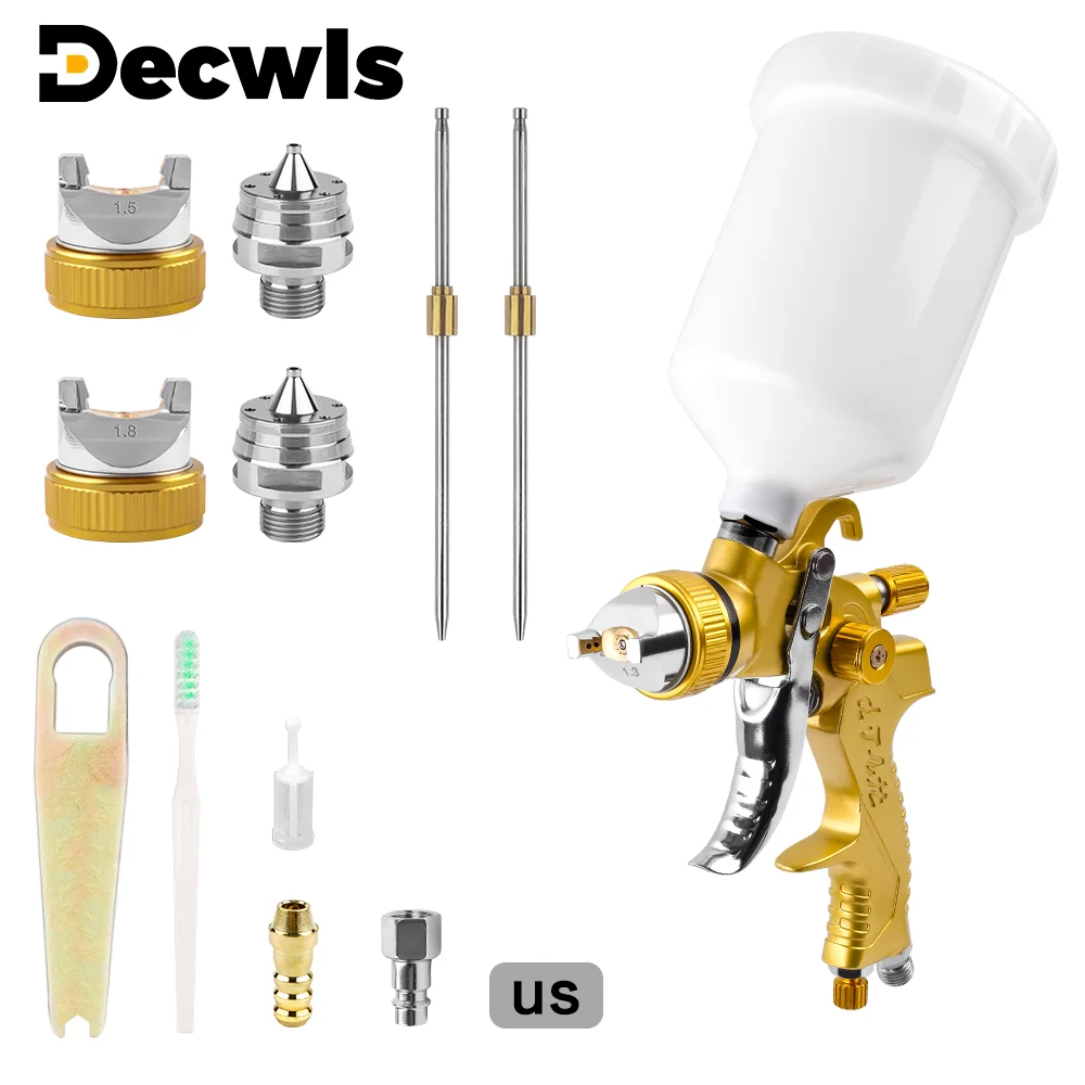 Профессиональный HVLP -распылительный пистолет, 1,3 мм/1,5 мм/1,8 мм сону, 600 мл больших возможностей, инструменты для ремонта автомобильной/мебельной краски, домашняя пневматическая краска для краски пистолет