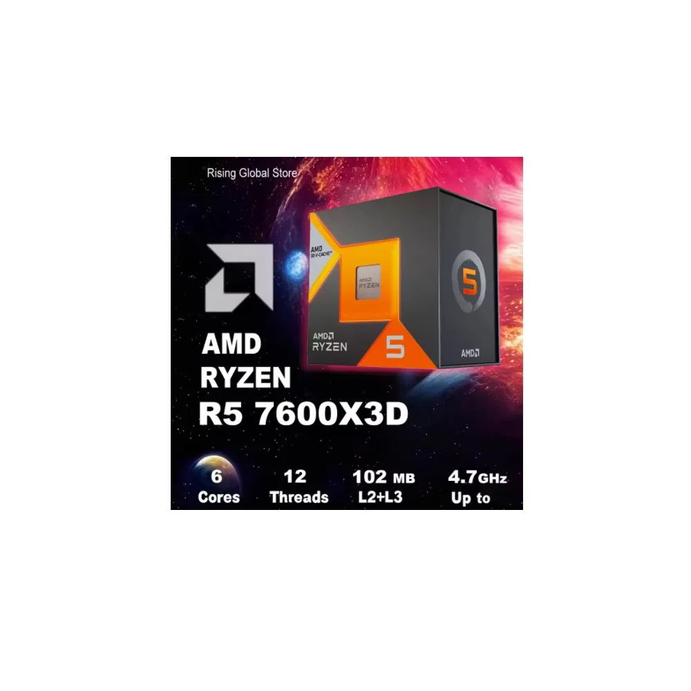 New Box Ryzen 5 7600X 3D CPU Processor R5 7600X3D Raphael AM5 Processor 5NM L3=96M 65w TDP For DDR5 B650m wifi Motherboard