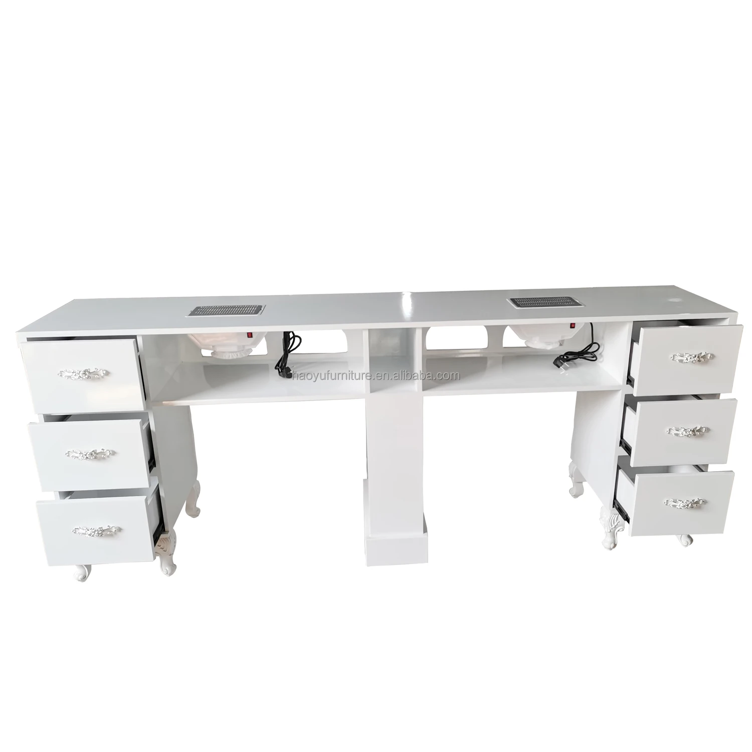 MESA DE MANICURA de doble asiento, mueble para salón de uñas, con colector de polvo