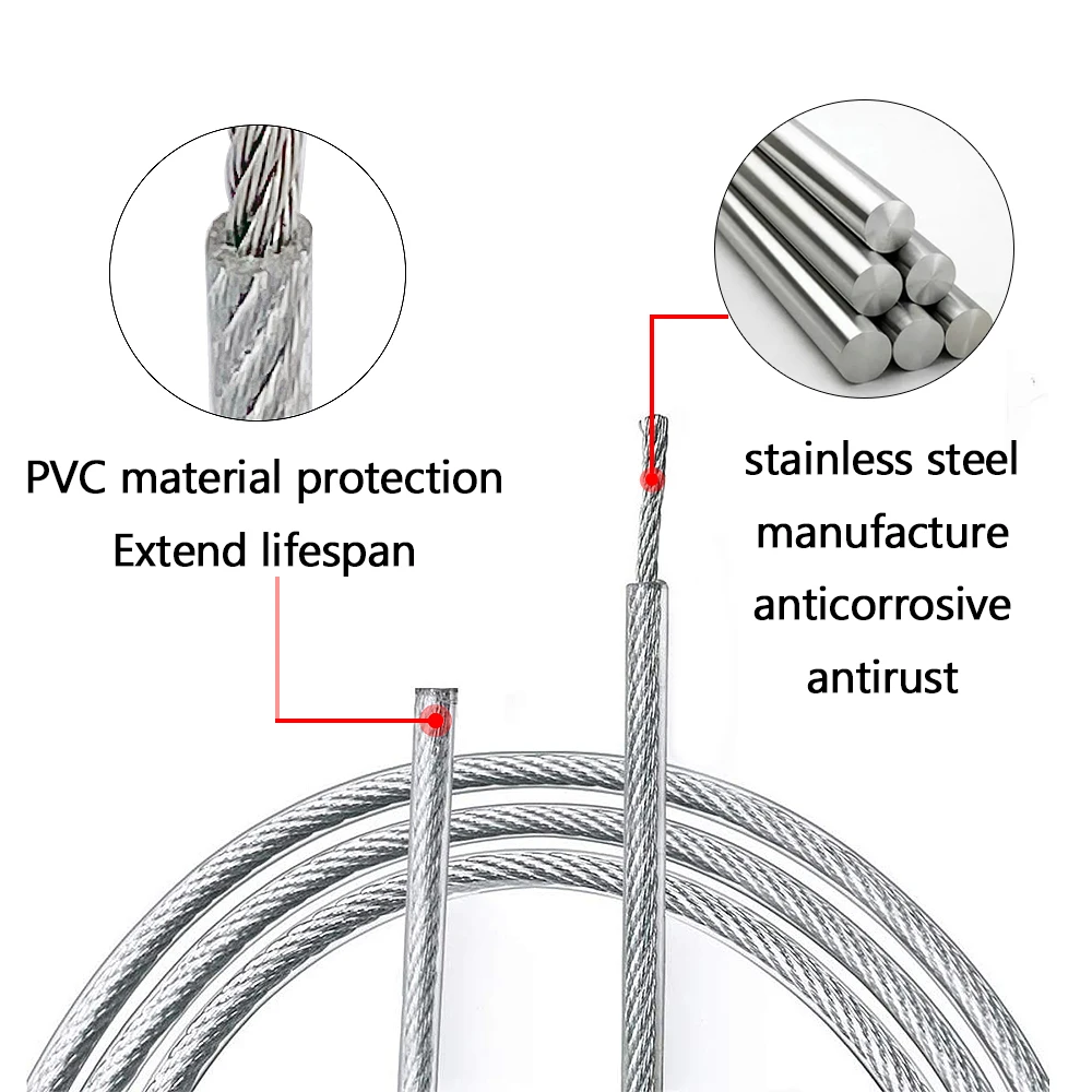 3mm 4mm Stainless Steel Wire Rope Kit with PVC Coating and Cable Clamp Spring Buckle for Clothesline Dog Leash Sunshade Tent - view 4