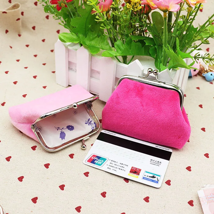 Mini Coin Purse Plush Wallet Money Bag Solid Color Small Wallets for Women Clutch Bags Purse Cartera Key Bag Purses Monedero New