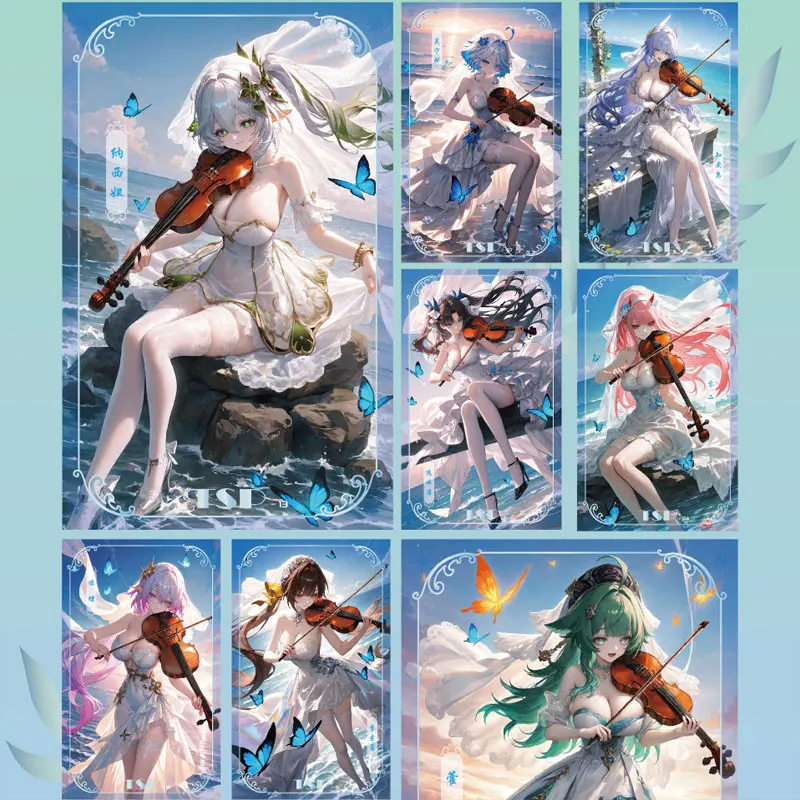 2025 último tamaño A5 Matchmaker 3 Charm Lady Wave 2 tablero de tarjetas Waifu Boa Hutao Ganyu Furina Keqing tablero de arte TCG juguetes Hobby regalo