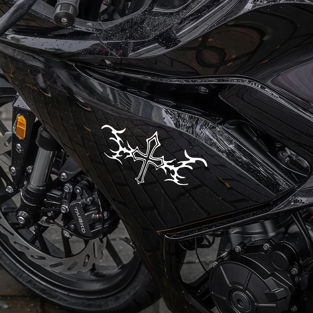 Waterproof Vinyl Decal for Fairing Side Panel Car Window Door Trunk Decor Gothic Tribal Cross Motocycle Fuel Tank Sticker
