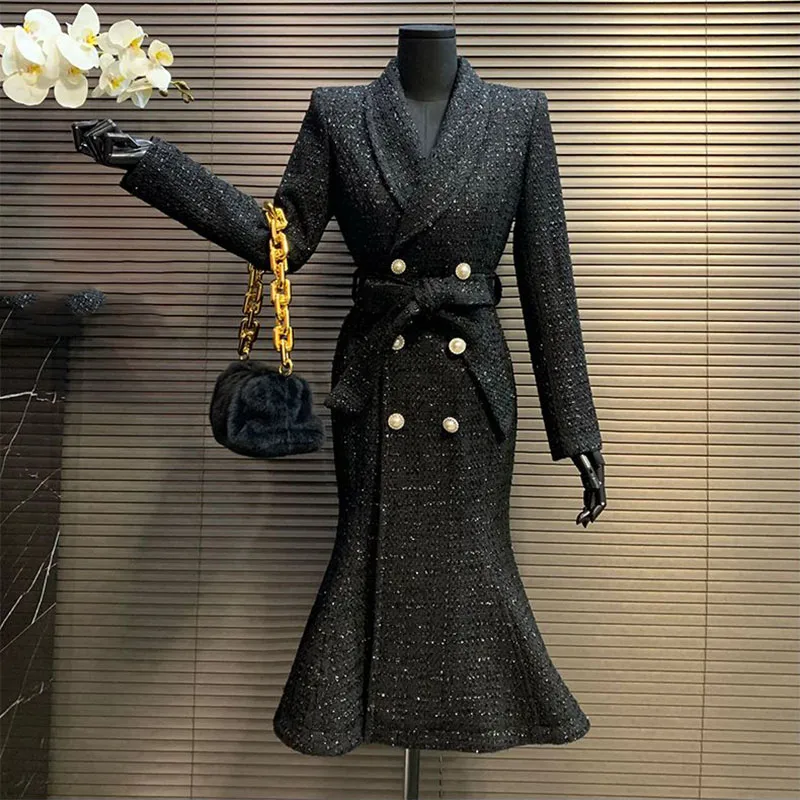 Female Overcoat Autumn Winter Fashion Women Woolen Coat 2024 New Temperament Double-Breasted High-Quality Women Woolen Coat H136