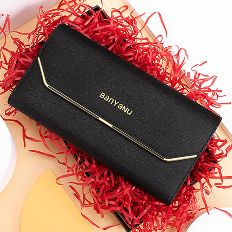 Women's	Purses Zipper Coin Pocket Wallets Long Genuine	Leather RFID Credit Card Holder Wallet for Women Luxury Designer Handbags