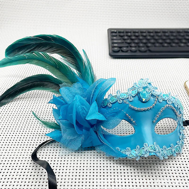 Masque vénitien en diamant, plume, fleur, Costume de spectacle de carnaval de mariage, masque Sexy pour dame, mascarade, accessoires de fête de danse