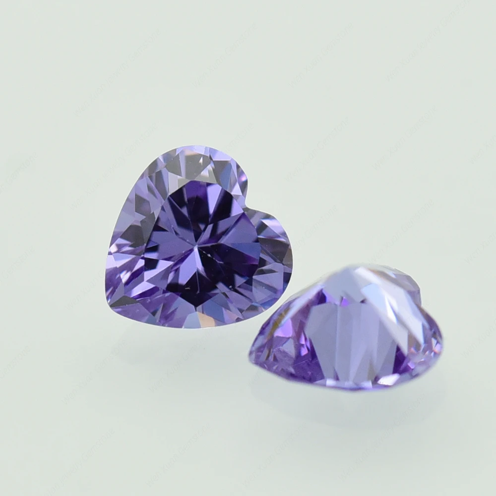 CZ Stone Lavender Loose Cubic Zirconia Heart shape Cut 2x2-15x15mm Synthetic Gems DIY for Jewelry