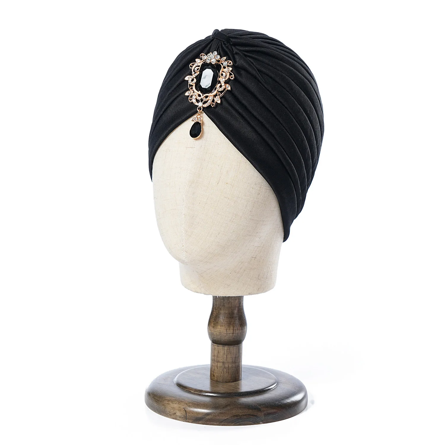 Muslimische Mode Frauen Elastische Legierung Bohrer Twist Knoten Hut Chemo Kappe Krebs Hut Islamischen Femme Kopftuch Indischen Hut Stirnband Turban – Detail 9