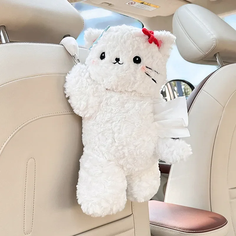 

Universal Car Tissue Hanger Cute Cat Creative Hanging Tissue Holder Plush Vehicle Tissue Case Paper Box