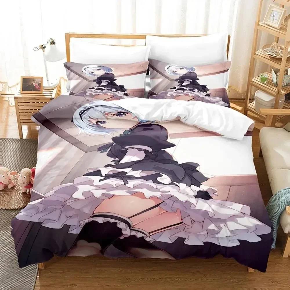 Anime Ryuos Work is Never Ai Comfortable Duvet Quilt Cover Pillowcase Bedding Set Children Bedroom Decoration Home Textile