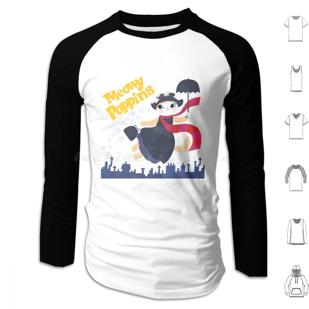 

Meowy Poppins Hoodies Long Sleeve Cute Cat Cat Lover Pop Angie Rozelaar Planet Cat Movie Planetcat Film Angierozelaar