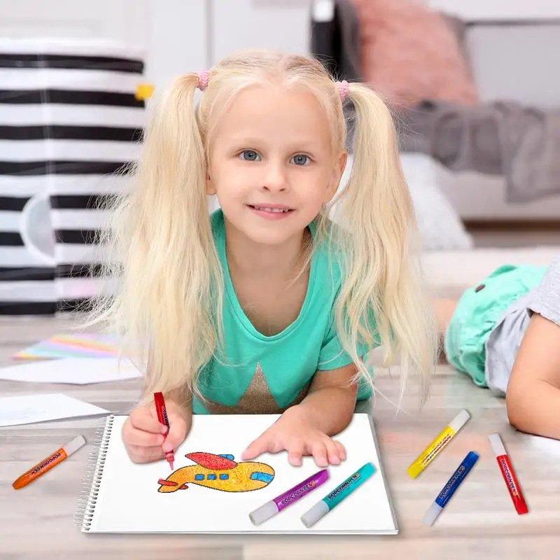 Bolígrafos de burbujas para niños, bolígrafo de burbujas con estampado, 6 bolígrafos de dibujo de burbujas, suministros de arte divertidos, bolígrafos de dibujo de burbujas 3D para niños, cumpleaños y Navidad