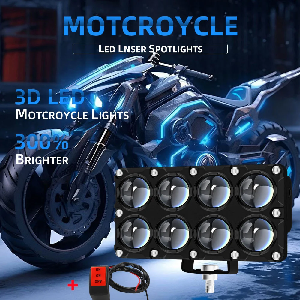 オートバイ用LED補助ヘッドライト,2色,非常に明るい,車,トラック,作業灯,追加のスポットライト,6,8,10レンズ,9-80v