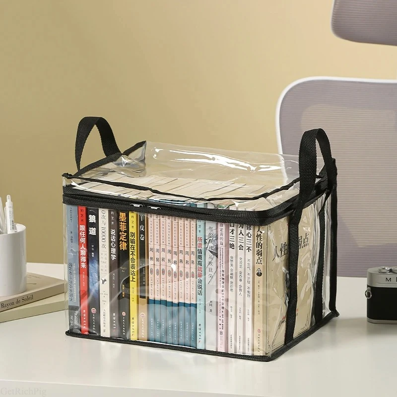 Waterproof Clear Foldable Book Organizer Box Space Saving Storage Container For Student Dorm Classroom Home Textbook Arrangement