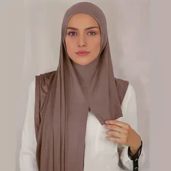 Fashion Modal Jersey Hijab Instant Scarf Muslim Woman Bonnet Hijab Shawl Lady Soft Long Wraps Church Prayer Turban Headband