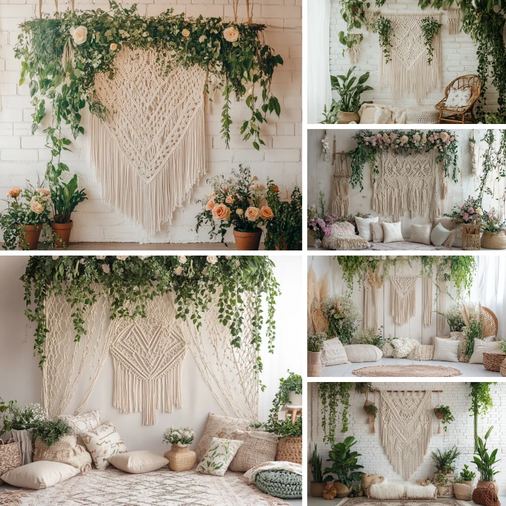 

Photography Background Boho Arch Flower Brick Wall Aldult Birthday Wedding Maternity Portrait Decor Backdrop Photo Studo