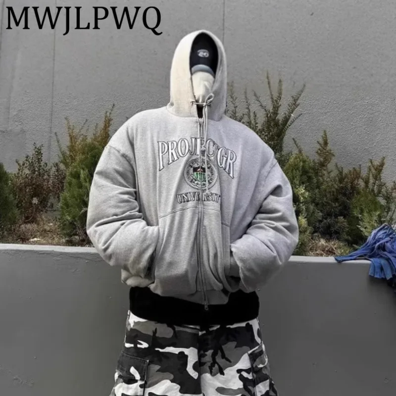 

MWJLPWQ зимние камуфляжные двусторонние молнии с хлопковой подкладкой, мужские трендовые топы с капюшоном и длинными рукавами в американском стиле High Street, 12428