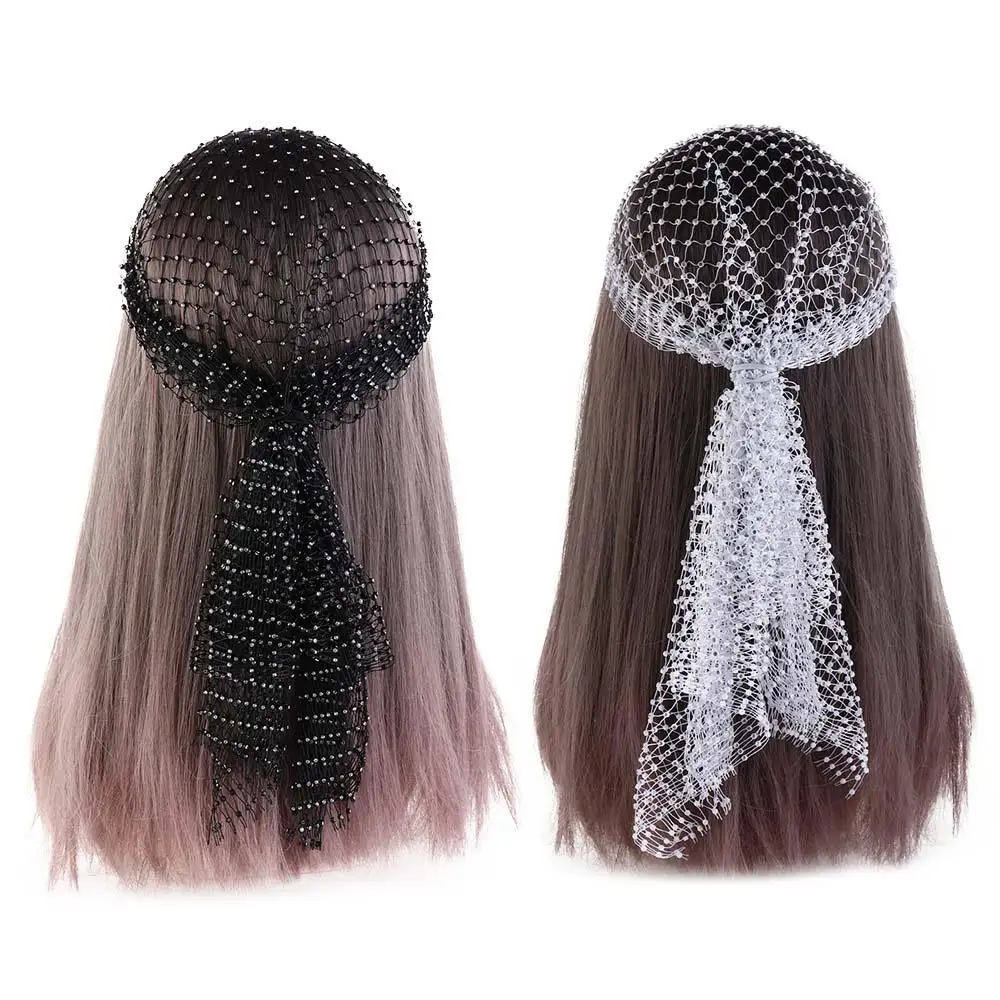 Shiny Rhinestone Mesh Headscarf For Women Hollow Out Glitter Headband Turban Hair Hat Nightclub Party Bling Hair Accessories