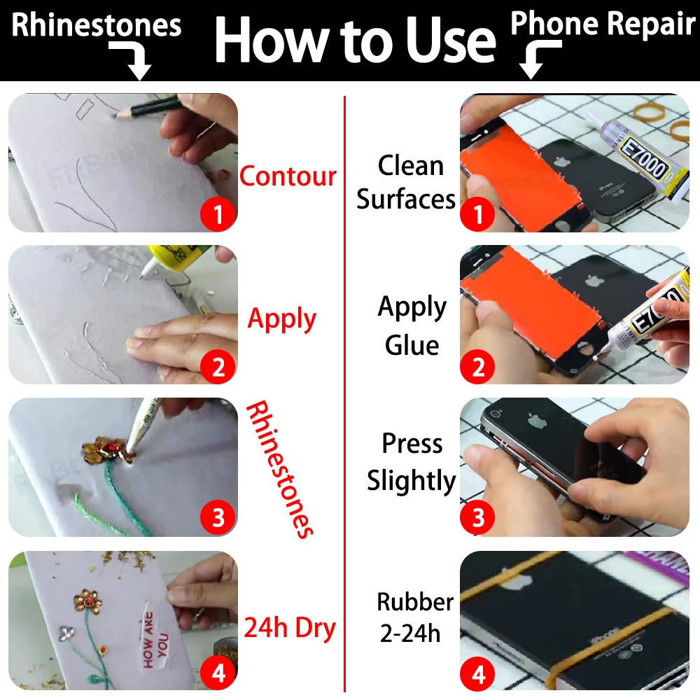 E7000 Cell Phone Glue Speaker Watch Adhesive Lcd Screen Repair Tool Puzzle Frame Plastic Modeling Leather Clothes Fabric Textile