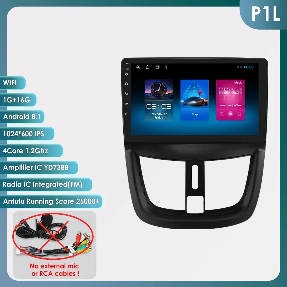 360Camera Carplay Android 13 Auto Radio Voor Peugeot 207 207cc 2006-2015 Auto Multimedia Speler Navi Gps 2din Autoradio Dsp Geen Dvd