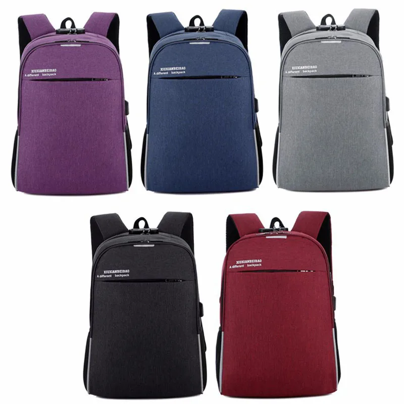 Bolsa escolar para estudiantes universitarios con cerradura de combinación, mochila informal de negocios para computadora, mochila antirrobo para hombres, viaje, carga USB