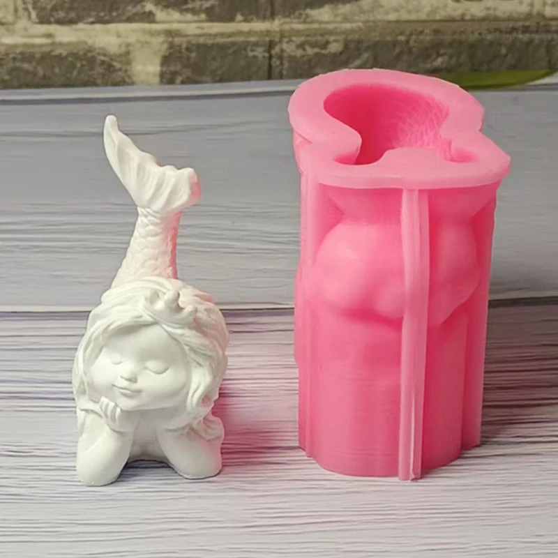 1 Stück, 3D Meerjungfrau Duftkerzen-Silikonform DIY Harzform Gips Handseife Kuchendekoration Ausstellungsstück