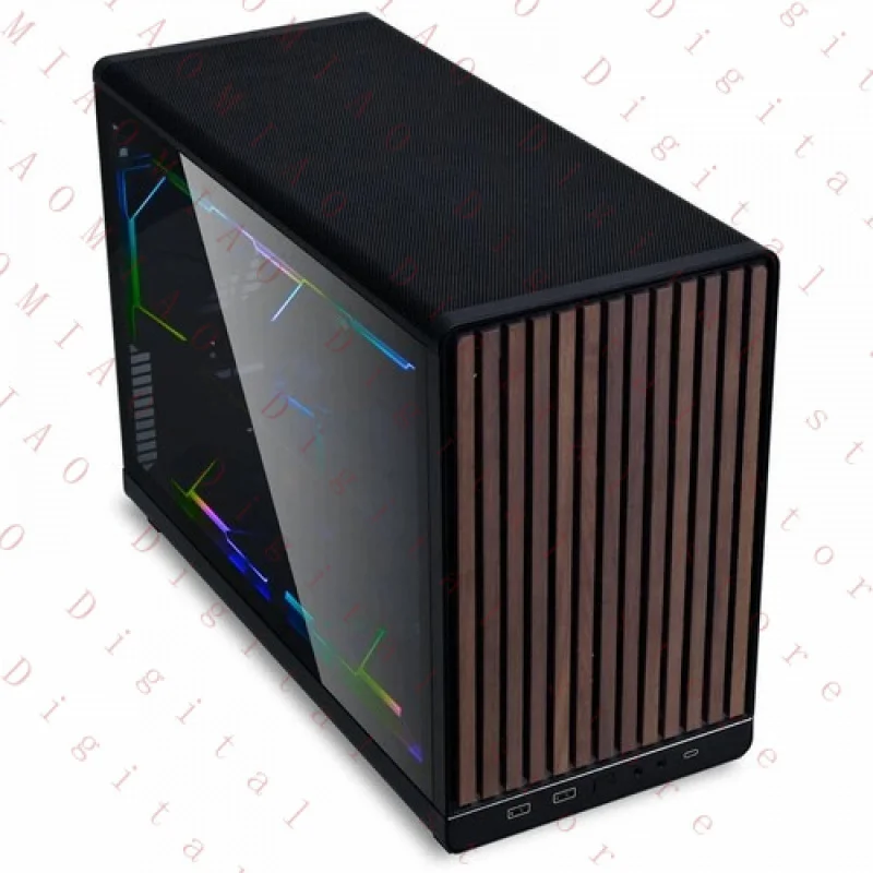 TU FOR Lian Li DAN Cases A3-mATX Wood Edition PC Case, Temper Glass - Walnut, Black