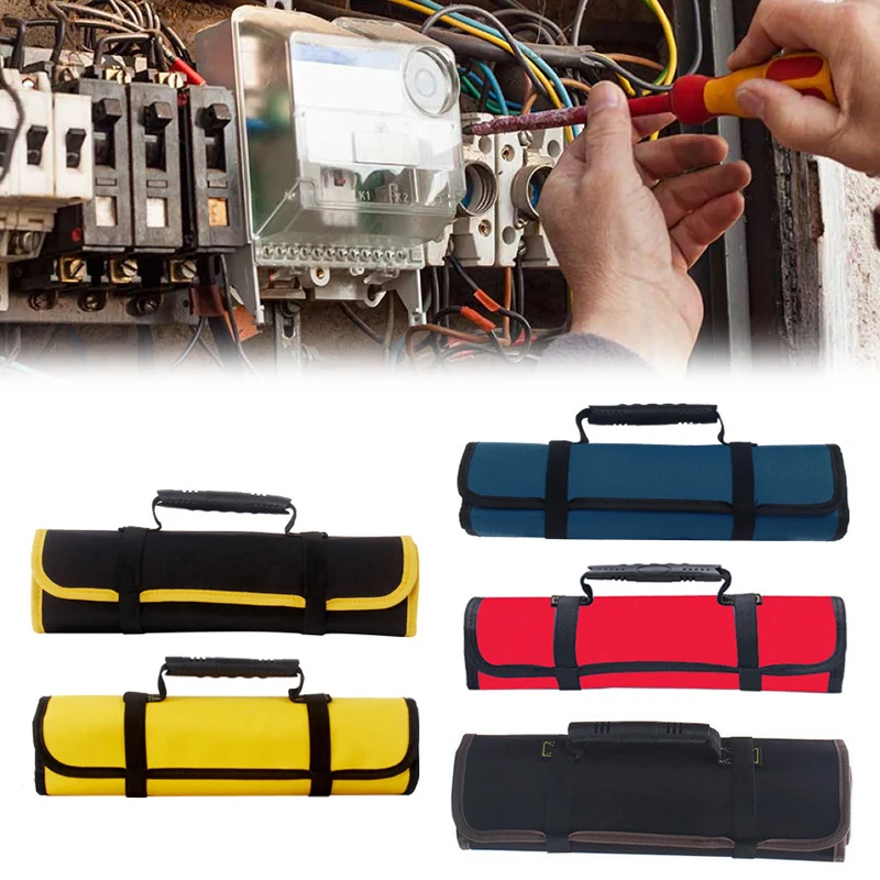 Multi-function Tool Box Bag Reel Type Woodworking Electrician Repair Canvas Portable Storage Instrument Case