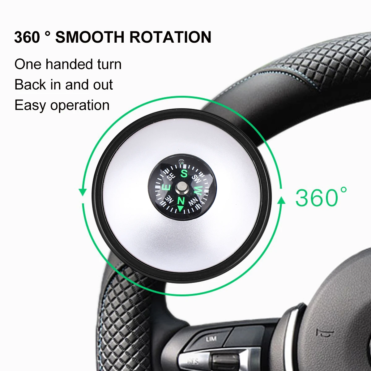 

Handle Steering Wheel Knob Torque Enhancer Easy Install Scratch-Resistant Ergonomic Car Steering Grip Wheel Accessory