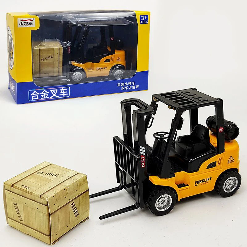 Die-cast Forklift Joints Model Vehicle Pull Back & Go Car Interactive Realistic Car Toy Toddler Boys Birthday Present