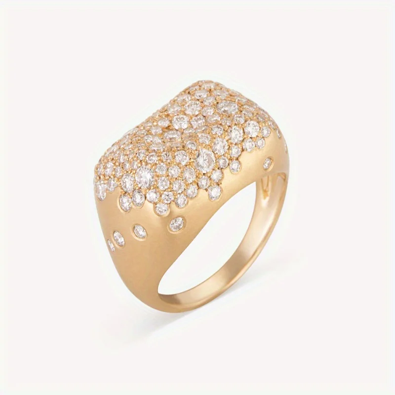 

Минималистичное женское кольцо с белыми фианитами, эстетичное, золотистого цвета, геометрическое, для повседневной носки, вечеринок, ювелирное украшение, подарок на годовщину