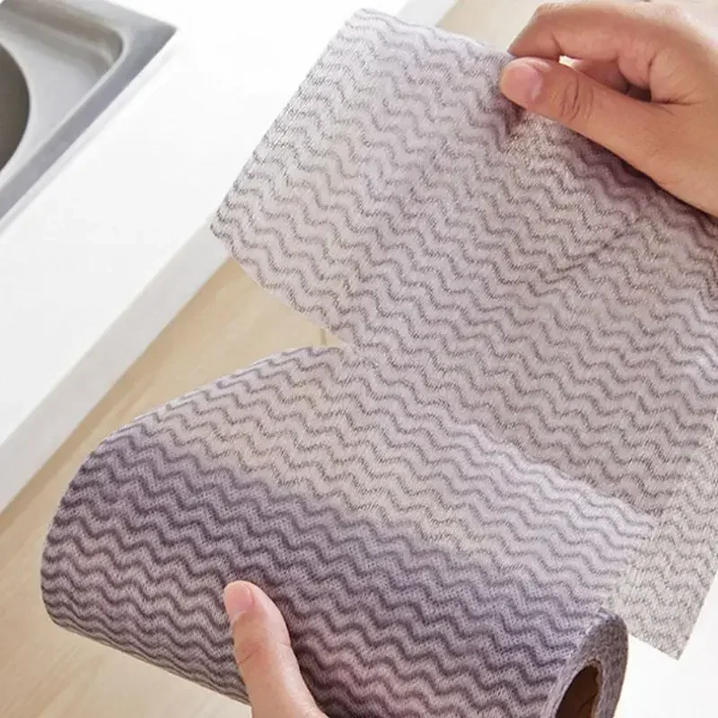 2 Roll 100 Pcs Eco-friendly Disposable Cleaning Wash Cloth Non Woven Duster Cloth Dish Cloth Break Point No Oil Rag Kitchen